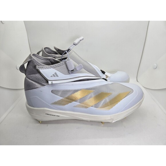 Adidas Adizero Impact+ Metal Baseball Cleats Mens 7.5 White Gold Athletic if8483 main image 4
